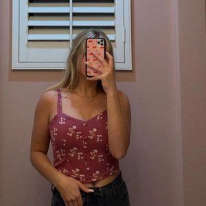 Pink floral Cropped Tank